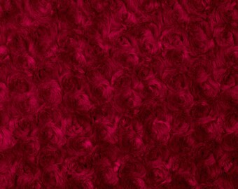 Red Rosebud Cuddle Minky Fabric, Sold by The Yard