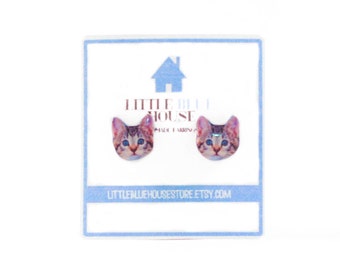 Cute Cat Earrings | Kawaii Earrings | Silver Earrings | Stud Earrings | Surgical Steel Earrings
