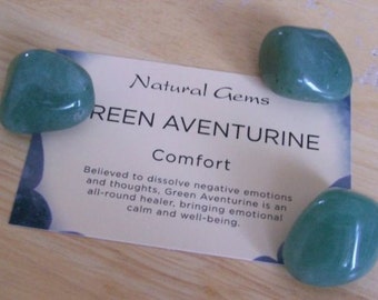 Green Aventurine Tumblestones - Pack 3 Crystals with Card Insert