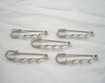 Five silver silver pins 50mm