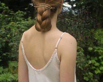 Large brass hair barrette rustic copper hair clip hammered hair slide big hair accessories minimalist up-do hair barrette for her