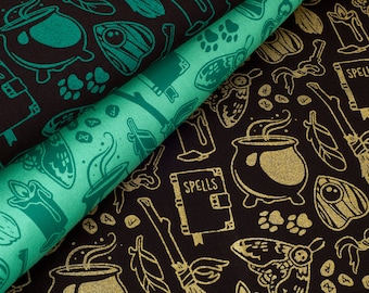 Modern Witch Fabric Collection - Witchcraft Series - Witchy Supernatural Printed Fabric - 100% Cotton Fabric