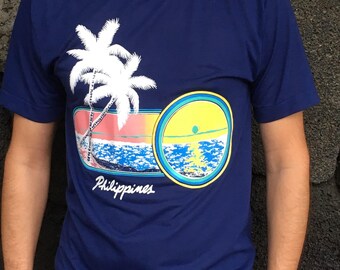 1980's Philippines Rainbow Sunset Souvenir Tee