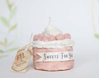 Valentinstag Miniatur Kuchen Torte Nostalgischer Christbaumschmuck Wattefigur Ornament Spun Cotton
