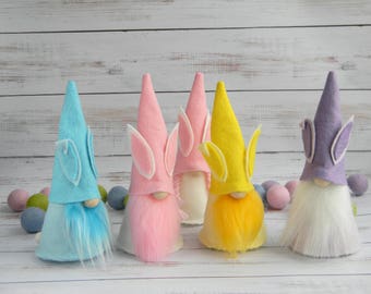 Bunny Gnome Nordic Gnome Easter Decoration Easter Gifts Easter Basket stuffers Easter bunny Spring decor Easter Gnomes Yellow Pink Violet