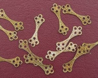 10 ornate 25mm x 8mm brass vintage filigree findings