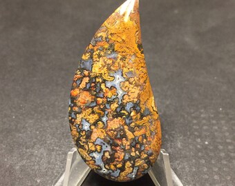 57.5 x 27.5 x 5 mm Natural Marfa Plume Agate Gemstone Cabochon. Handcrafted in USA.