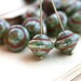 Picasso Saucer beads UFO shape Rustic Olive green Czech glass 8x10mm saturn olivine pressed beads - 12Pc - 2147