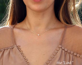 Dainty Gold CZ Necklace, Elegant CZ Solitaire Necklace / Tiny Diamond Pendant, 14k Gold Fill, Sterling Silver & Rose Gold