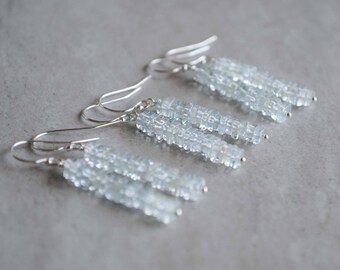 Moss Aquamarine Earrings, Aquamarine Dangle Earrings, March Birthstone Earrings, Aquamarine Jewelry