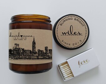 Unique Engagement Gift Custom Candle New York Skyline ANY CITY AVAILABLE Newly Engaged Gift Valentine Gift For Couple Engagement Present