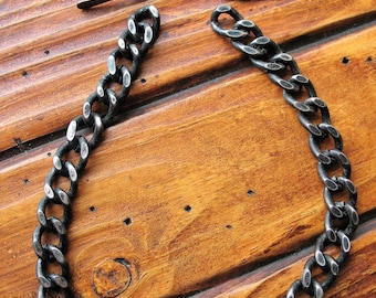 Blackened Steel Curb Chain Segment with Toggle Clasp - 10 inches in length