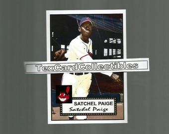 Satchel Paige Cleveland Indians 1952 Style Custom Made Baseball Card 3 3/4 x 2 5/8. Mint condition.
