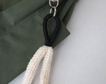 Knitted Keychain / Purse Charm - Black / White