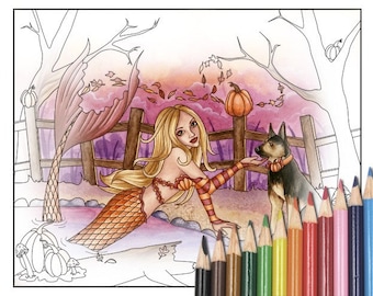 Digital Stamp - Printable Coloring Page - Fantasy Art - Mermaid Stamp - Sabrina - by Nikki Burnette - PERSONAL USE