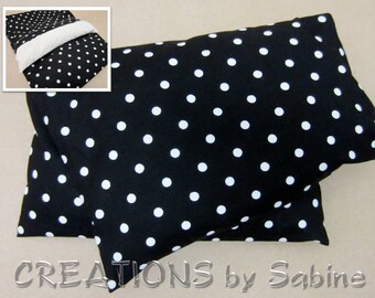 Corn Pillow Heating Bag with washable cover Microwaveable Therapy Black White Polka Dots Simple 50s 60s Rockabilly READY TO SHIP (535)
