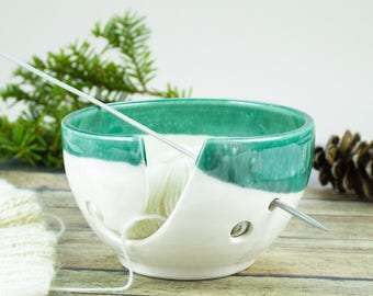 White Mint Green Yarn bowl, Knitting Bowl gift, odorless clean Low Price, Small Ceramic Yarn holder, Inexpensive Crochet bowl