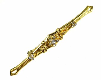 Rhinestone pins, gold tone 2pcs