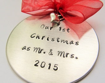 Our First Christmas Ornament - Personalized Ornament Couples Ornament Our First Christmas as Mr and Mrs Ornament