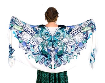 Butterfly Wings Scarf, Butterfly Costume, Butterfly Wrap, makeforgood, Shawl Wrap, Bridal Scarf, Wedding Wrap, Large Scarf, White Scarf
