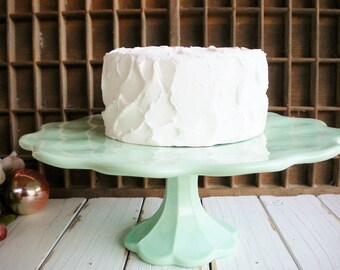 Jadeite Green Fenton Cake Stand / Retired Martha Stewart By Mail/ 12 Inch Wedding Cake Stand/Pedestal Cake Stand/Collectable Jadeite