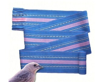Denim Blue Sash, SA65 - Woven Belt - Guatemalan Textiles - Ikat Fabric - Ethnic Sash - Bohemian Belt - Gypsy Clothing - Blue Sash Belt