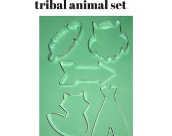 Tribal cookie cutter set with animals teepee cookie cutter, R feather cookie cutter, arrow cookie cutter, fox cookie cutter owl cookie