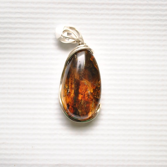 Sterling Silver Green Amber Pendant #9336