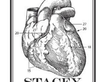 Personalized Anatomical Heart Human Anatomy Ex Libris Bookplate Rubber Stamp G13