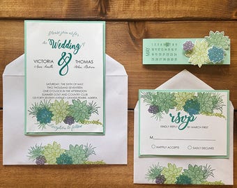 Succulent Wedding Invitations // Summer Wedding Invitations // Custom Wedding Invitations