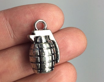 2 Grenade Charms Bronze Tone 3D Bomb Charm BC801