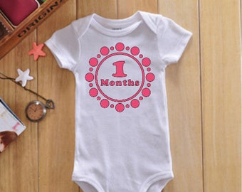 Month onesies- month to month onesies- monthly onesies-milestone onesies-baby shower gift-Colors can be customized for gender needs