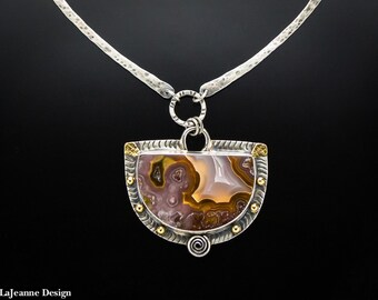 Midnight Sun - Agua Nueva Agate Sterling Silver Necklace with Gold