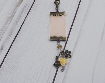 Peach Velvet TN Spine Charm with Floral Charms