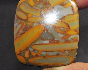 100 % Natural Gemstone Ajubalite Rectangle Cab . Yellow orange Rectangle Cabochon Fruit jasper. 44 Ct. 42x21 mm. MMA
