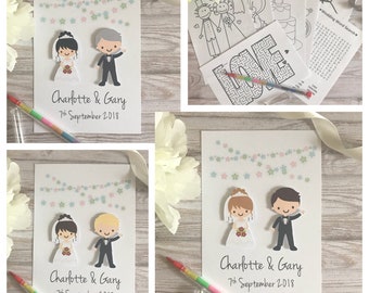 Children's Personalised Wedding Activity Pack A6 Customised Bride & Groom Kids Favour