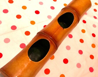 Vintage Ceramic Bamboo Wall Hanging Vase Tiki Bar Planter
