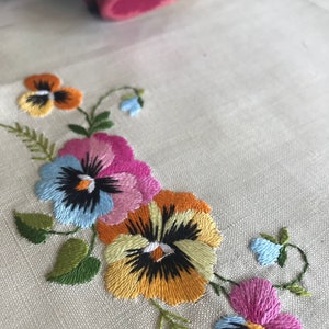 Embroidered Irish linen traycloth