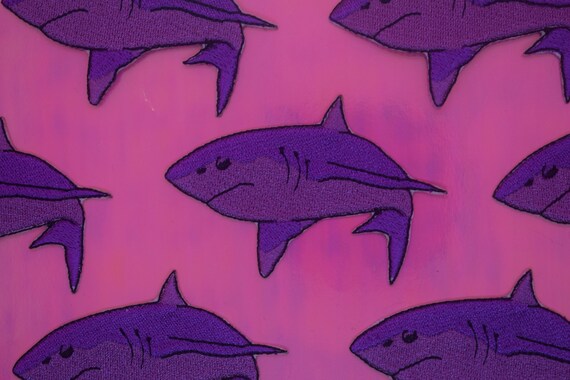Purple Shark Iron on Patch