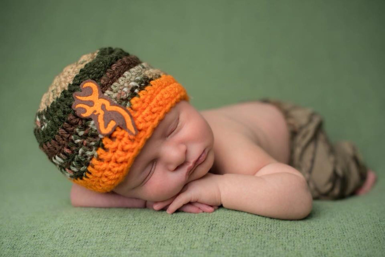 Baby Camo Pants and Crochet Hat set Hunting Outfit Little