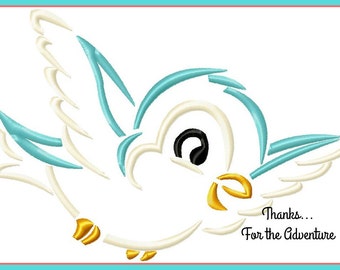 Snow White' Blue Bird Sketch Digital Embroidery Machine Design File 4x4 5x7 6x10