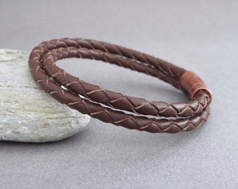 Mens Leather Bracelet, Braided Bracelet, Husband Gift, Boyfriend Gift, Anniversary Gift
