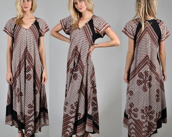 1970's indian cotton Kaftan style vintage dress A4
