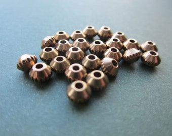 Raw Brass Ribbed Edge Rondelle Beads 3.5x5mm 24Pcs.