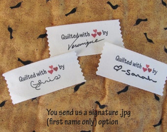Signature Personalized Quilting labels=Large size-1.5" x 3.5"