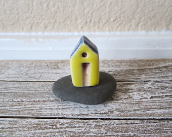Small ceramic House ,clay house, ceramic house, pottery house, housewarmning fairy house fairy garden small building pottery miniature