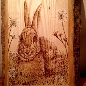 Wooden Pyrography Hare Artwork
