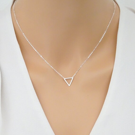 Delicate triangle necklace Sterling Silver dainty chain