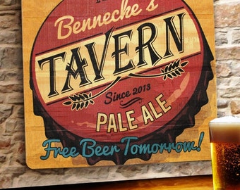 Free Beer Tomorrow Personalized Wood Sign - Mancave Sign - Wood Sign - Gifts for Him - GC1067 FREEBEERTOMORROW