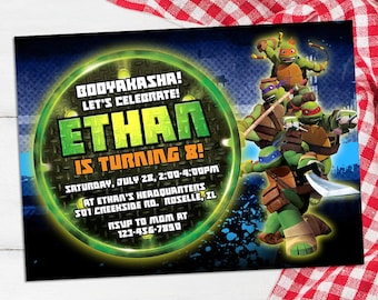 Ninja turtle Birthday Invitation Ninja party Teenage mutant